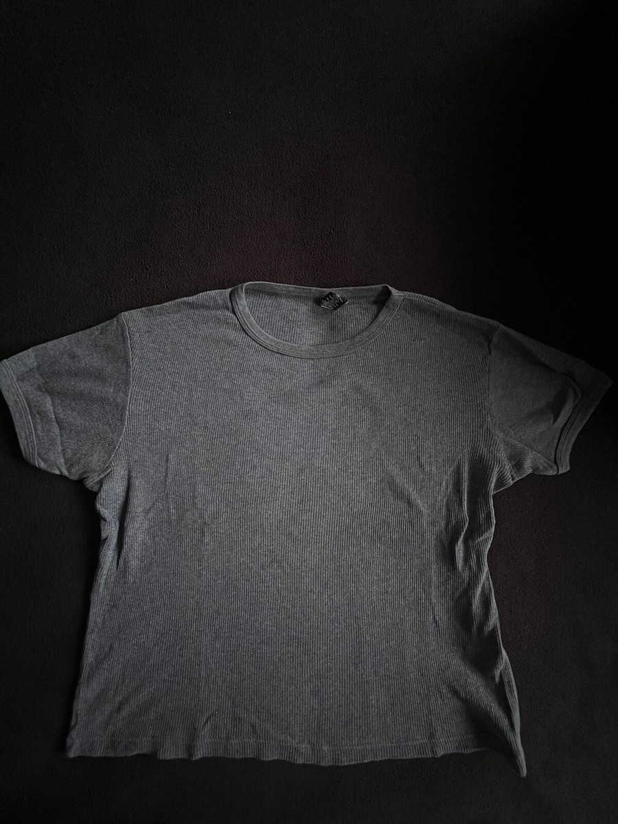 Gap Men's Vintage 90's Gray Ribbed Cropped Crew Neck T-shirt