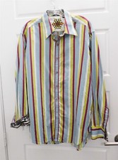 Robert Graham 100 Cotton Multicolor Stripe Button Down Shirt L