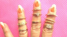Gold crystal band rings 10 piece set