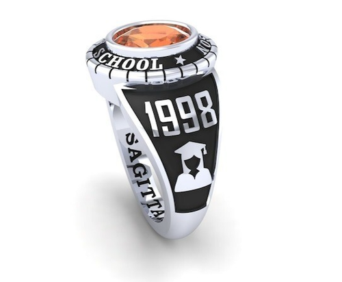 Men & Women Customize Oval Gemstone University High School Class Ring 925 Silver - Picture 5 of 12