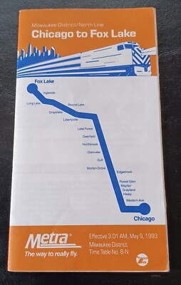 Metra Chicago to Fox Lake Timetable May 1993 Milwaukee District/North Line