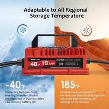 15 Amp 48 Volt Golf Cart Battery Charger for Yamaha G29 with 3-Pin Leaf Plug