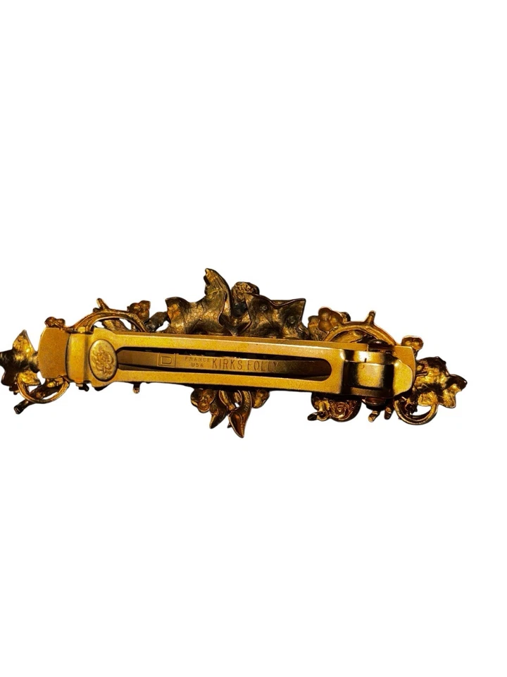 Kirk’s Folly Vintage Angel Cherub Barrette Gold Tone Hair Clip Rhinestone France - Image 4 of 4