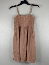 Wishlist Women Large Smocked Sundress Spaghetti Strap Boho Casual Muted Pink