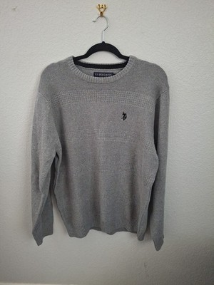 US Polo Assn Men's Pullover Sweater Large, Gray, Long Sleeve New