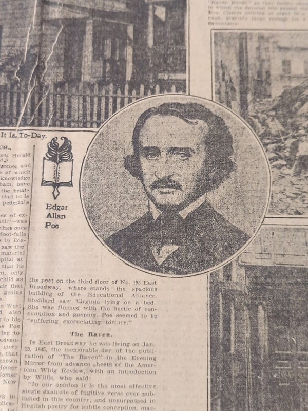 NOV 7, 1910 NEWSPAPER PAGE #2379- EDGAR ALLAN POE NEW YORK HOMES AND HAUNTS