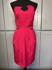Alouette Paris Vintage Dress Size 1 Metallic Rose Red Bandeau Pencil