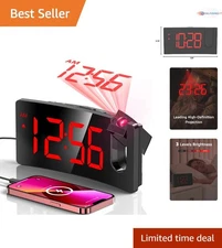 Projection Alarm Clock Digital with Curved Design 180° Rotatable Display