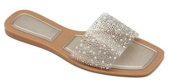 PANTOFOLA D’ORO Sandali ciabatte donna CL23 oro cristallo perspex diamanti slip on