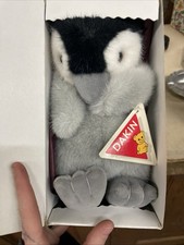 Dakin Paulie Penguin Plush Stuffed Animal Soft Toy Grey Black 1989 New w/ Tag 7"