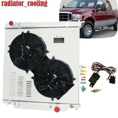 4-CORE RADIATOR+SHROUD FAN+RELAY FOR 2003-07 FORD F250 F350 F450 6.0 POWERSTROKE
