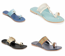 Women's Kolhapuri Chappals premiun leather Flats ethnic US size 6-11 MultiColor