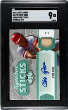 2022 Leaf Lumber Pete Rose Sticks Game Used Bat Relic Emerald /5 AUTO SGC 9 MINT
