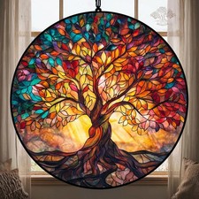 Tree of Life Suncatcher, Stained Glass Window Hanging, Spiritual Home Decor