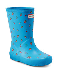 75 Hunter Kids First Classic Rain Boot Blue Cherry Print UK2/US3/EU34