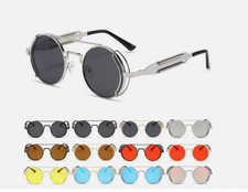 Retro Gothic Steampunk Round Sunglasses Men Women Circle Frame Sun Glasses