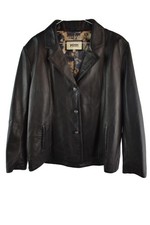 WINDSOR schwarzer Leder Blazer Jacke Größe 46 Damen Knopfleiste Freizeit Outdoor
