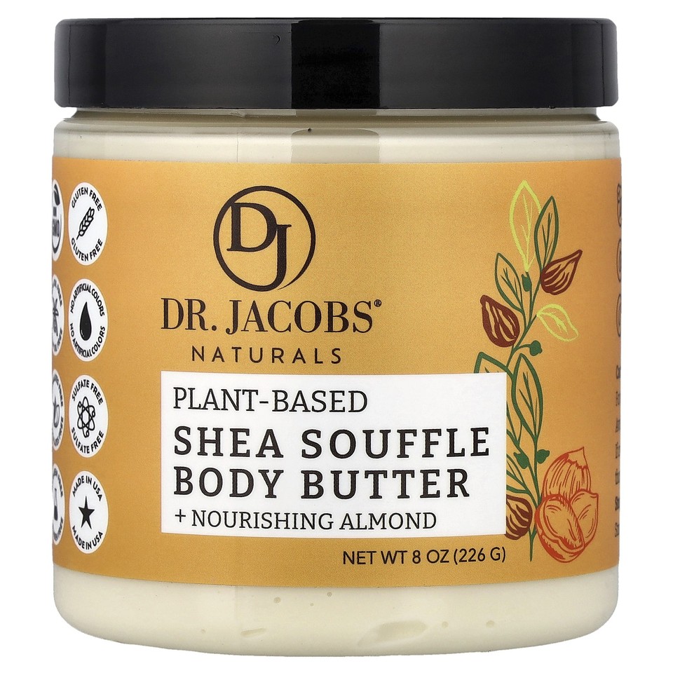Plant-Based Shea Souffle Body Butter, Almond, 8 oz (226 g)