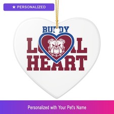 Custom Bulldog Christmas Holiday Xmas Ornament Personalized Heart Shaped