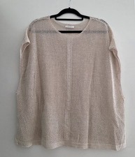 OPUS Damen Pullover Strick Lochmuster Beige Rundhals Langarm Gr. M