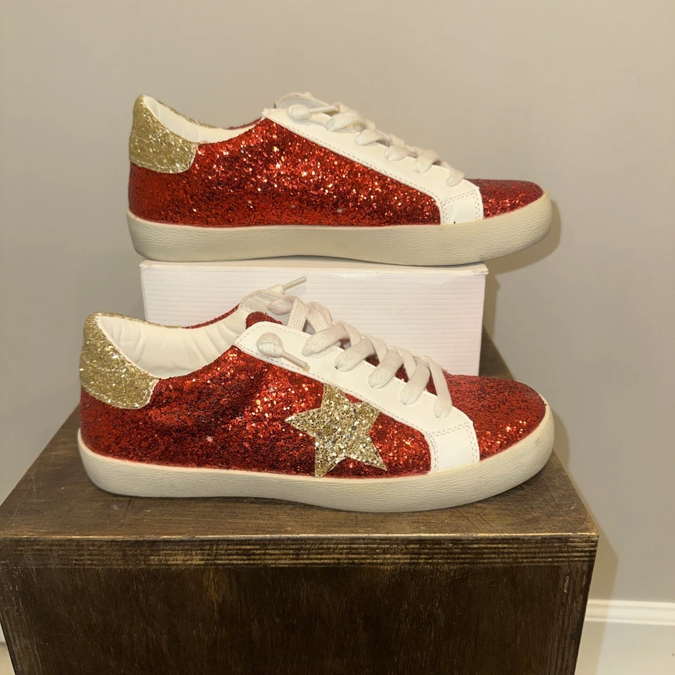 Zapatillas Tenis Mujer Talla 8 Rojo Brillo Estrella Moda Estrella Tendencias Camel Foto 2 de 4