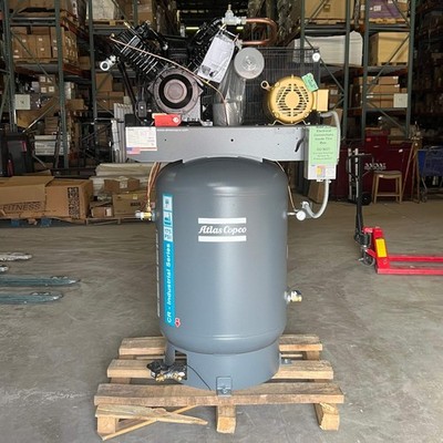 ATLAS Copco Air Compressor Vertical Tank-mounted 120 Gal. 1CR10TS120V23V3IS, Gre