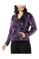 Colleen Lopez Women's Luxe Sequin Moto Jacket Rose