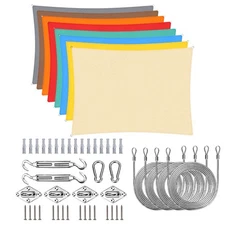 Waterproof Rectangle Sun Shade Sail With 6" Hardware Kit + Cables