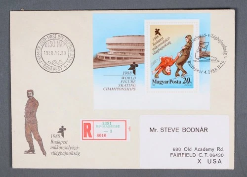 MayfairStamps Hungary FDC 1988 World Figure Skating Championships Souvenir Sheet