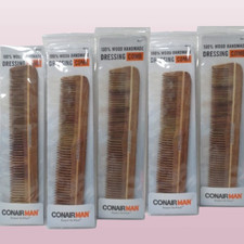 CONAIR MAN DRESSING COMB 100 WOOD HANDMADE NWOB LOT OF 5
