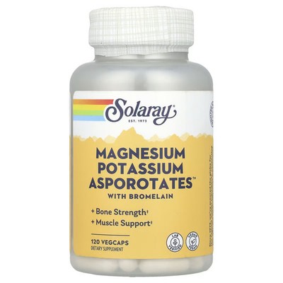 2 X Solaray, Magnesium Potassium Asporotates with Bromelain, 120 VegCaps