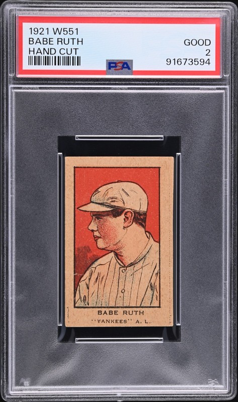 1921 W551 Babe Ruth Hand Cut PSA 2