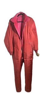 Vintage Snow Suit Red One Piece Snowsuit Adult Small Winter Active Wear Fishing