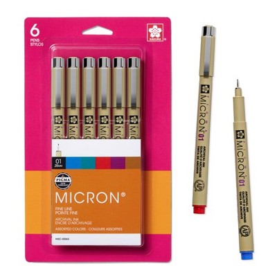 30063 6-Piece Pigma Micron Assorted Colors 01 Ink Pen Set