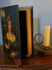 Renaissance Dutchess Wooden Faux Book Box, Victorian Home Decor, Jewerely Box