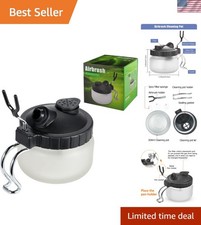 Airbrush Cleaning Pot with Holder Weighted Black Glass Cleaning Jar Kit
