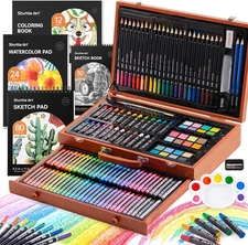 Shuttle Art 149 Piece Deluxe Art Set, Art Supplies in Wooden Case Painting Draw