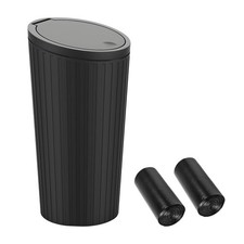 Car Trash Can With Lid Waterproof Cup Holder Dustbin Garbage Storage Basket