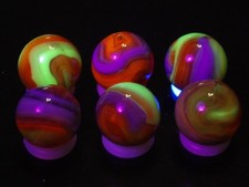 Jabo Ghost Superman Classic GLOWERS Blacklight Marbles UV Reactive G-12