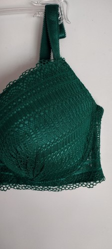JEZEBEL SIZE 38D GREEN UNDERWIRE BALCONY LIGHTLY PADDED OVERLAY J55355 BRA - Picture 2 of 12