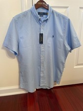 New POLO RALPH LAUREN Blue Classic Fit Short Sleeve Button-Down Shirt Size L