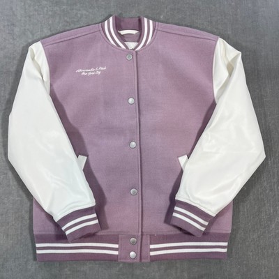Abercrombie Kids Size 15 16 Purple White Varsity Letterman Jacket
