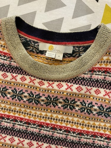 Boden Women’s Fair Isle Gold Wool Cotton Cashmere Jumper Size M Nordic - Picture 10 of 11