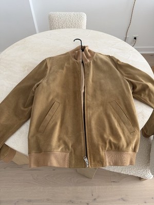 Sandro Suede Leather Jacket Mens XXL Tan Camel Full Zip - New without tags