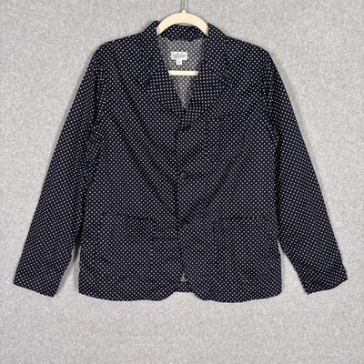 Engineered Garments Blazer Sz 3 Navy Polka Dot Cotton Jacket Shirt Quiet Luxury