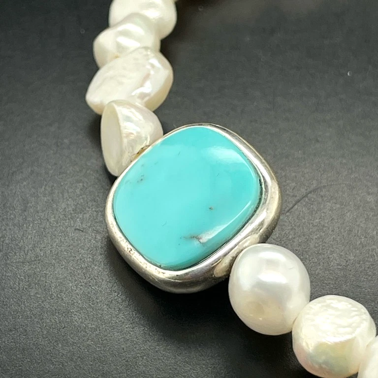 FLEX-ARMBAND SILBERFARBEN MIT SWZP & LAPIS & TÜRKIS SCHMUCKJAGD - Bild 3 von 4