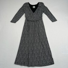 Maeve Black White Galena 3/4 Sleeve Midi Dress Womens Size S Lined Waist Detail