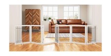 PAWLAND 144-inch Extra Wide 30-inches Tall Dog gate with Door Walk Through, F...