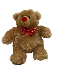 Toy Factory Tan Red Heart Paw Bowtie Plush Teddy Bear 10" Stuffed Animal