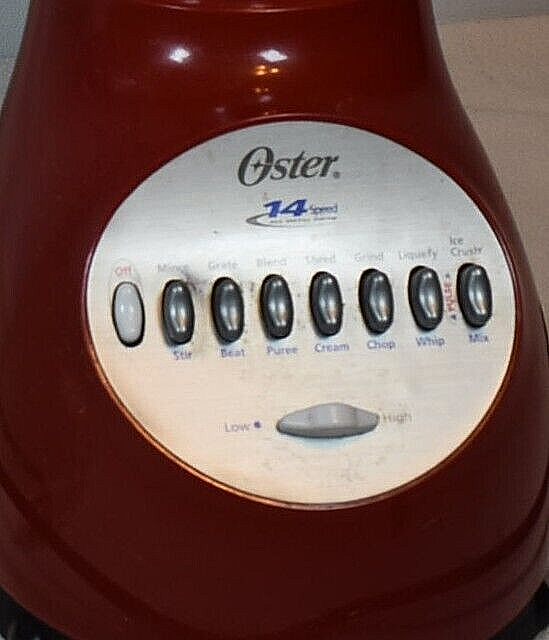 14 Speed Oster Bright Red Blender, w/ Six Cup Glass Jar & 450w Ice Crusher  #6694